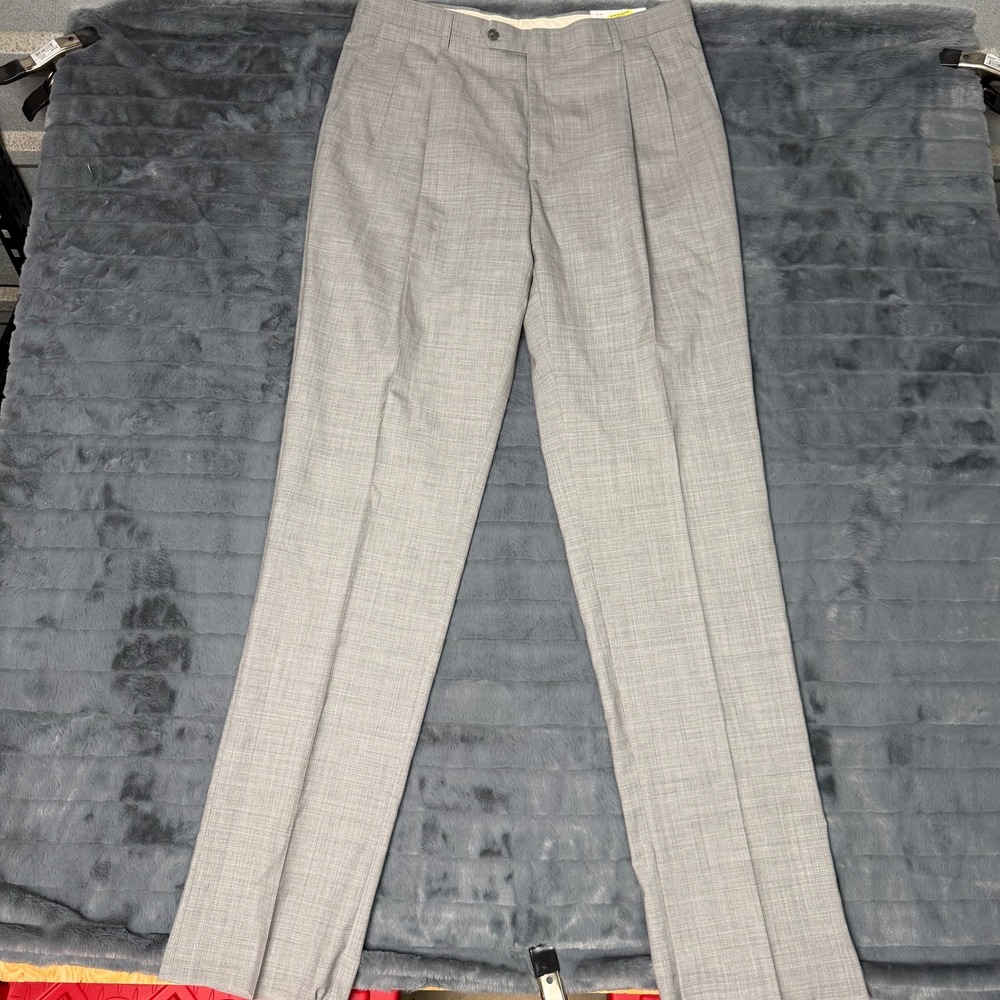 Hart Schaffner Marx Dress Pants Mens 36 Gray Pleated 100% Worsted Wool Chicago